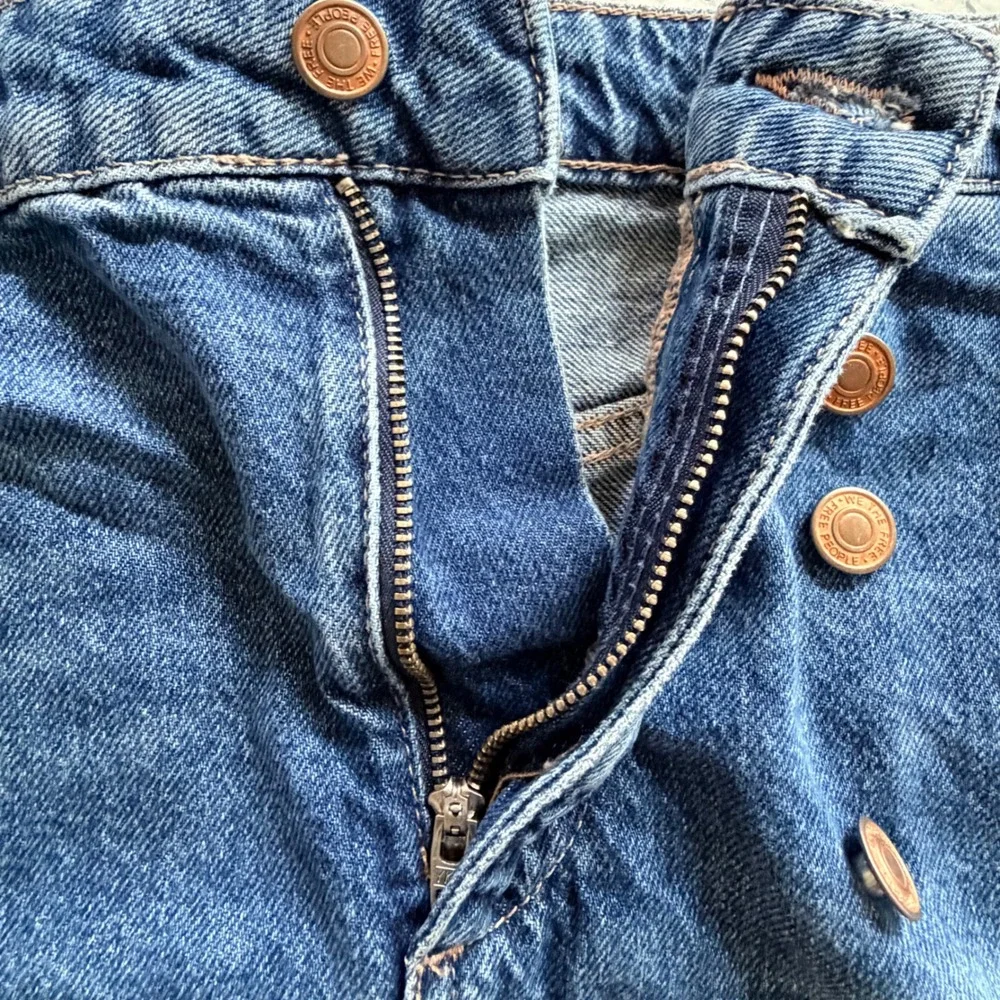 Free People Wynne Asymmetric Denim Wrap Mini Skirt Size 28